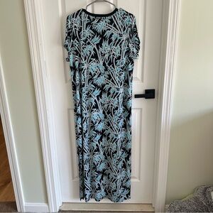 Michael Kors Blue and Black Puff Sleeve Maxi Dress.NWOT